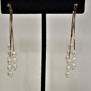 Preloved Solid 14K Cultured Pearl Dangle Earrings